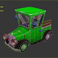 Vintage Green Small Pickup Truck With Wooden Cargo Bed And Classic Design