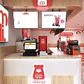 IWANTEA Milk Tea Shop With Red Signage Ice Cream And Tea Counter And Seats