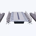Modern Office Conference Table With Surrounding Ergonomic Chairs In Meeting Setup