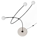 Modern Gold And Black Floor Lamps With Curved Line Design And White Spherical Shades