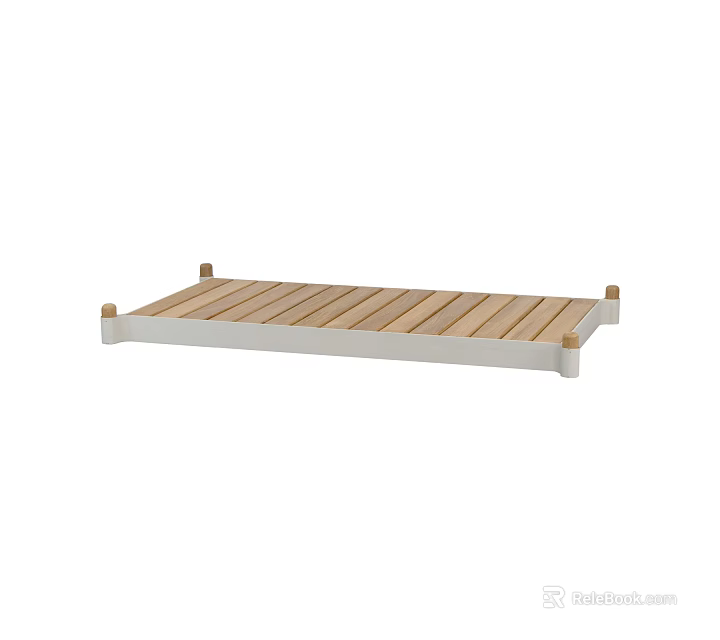 Simple Modern Coffee Table With Wooden Slat Top And White Frame Design 3d model 