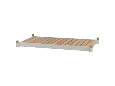 Simple Modern Coffee Table With Wooden Slat Top And White Frame Design 3d model
