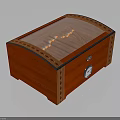 Red Wooden Cigar Box With Transparent Glass Lid Showing Cigars Inside And Round Gauge