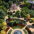 Detached Villa Garden Featuring Central Fountain Various Trees And Stone Pathways 3d model