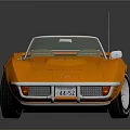 Orange Vintage Sports Car With Shiny Body Chrome Accents And Reflective Surface
