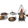 Garden Decor Fire Pits With Various Designs Burning Flames And Metal Stands
