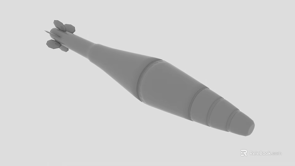 3D Model of Gray Rocket with Cone Shape Ring Structure and Tail Fins 3d model