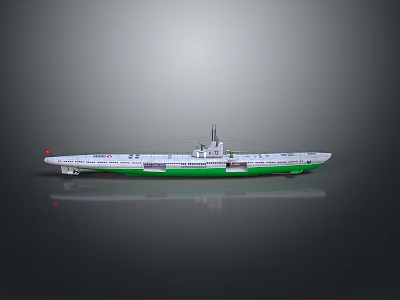 Detailed White And Green Ship Model With Upper Structure And Display Base 3d model
