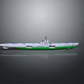 Detailed White And Green Ship Model With Upper Structure And Display Base 3d model