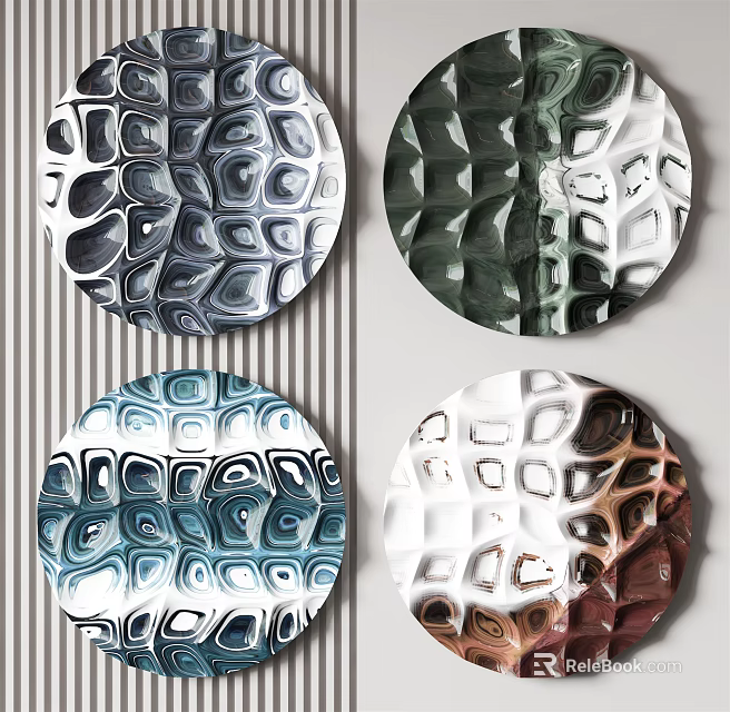 Modern Abstract Circular Wall Decor With Textured Patterns And Various Colors 3d model 