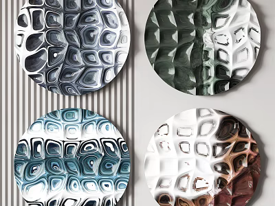 Modern Abstract Circular Wall Decor With Textured Patterns And Various Colors 3d model