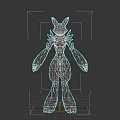 Animated Fantasy Character With Yellow White Body Purple Arms And Circular Patterns Standing Pose