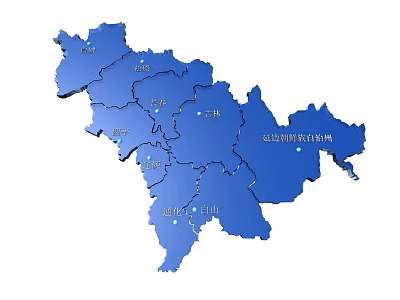Blue Regional Map Wall Decor With City Labels For Home Decoration 3d model
