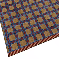 Square Rug With Checkered Pattern In Blue Brown Red And Border Design 3d model