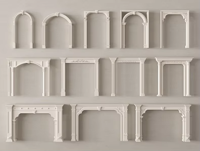 European style door cover, carved lintel door cover 3d model