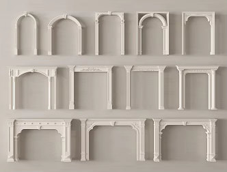 European style door cover, carved lintel door cover 3d model