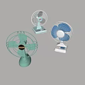 Various Styles Of Portable Air Cooling Table Fans Featuring Light Green Blue And White Designs