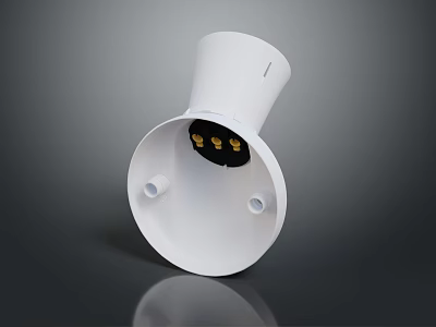 Car Electrical Component White Circular Design With Gold Contacts And Mounting Holes 3d model