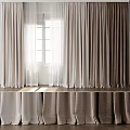 Neutral Toned Curtains With Sheer And Heavy Panels For Bright Window Interior