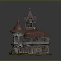 Vintage Architecture Model Featuring Red Roof Spire Tower And Wooden Balcony Design