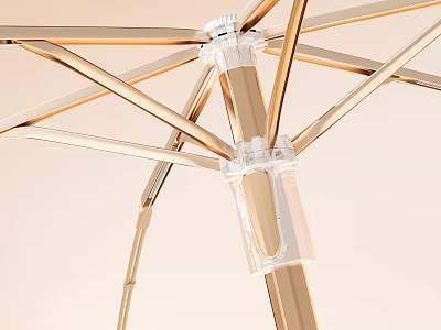 Modern Umbrella Frame With Gold Metal Rods And Transparent Sturdy Connector 3d model
