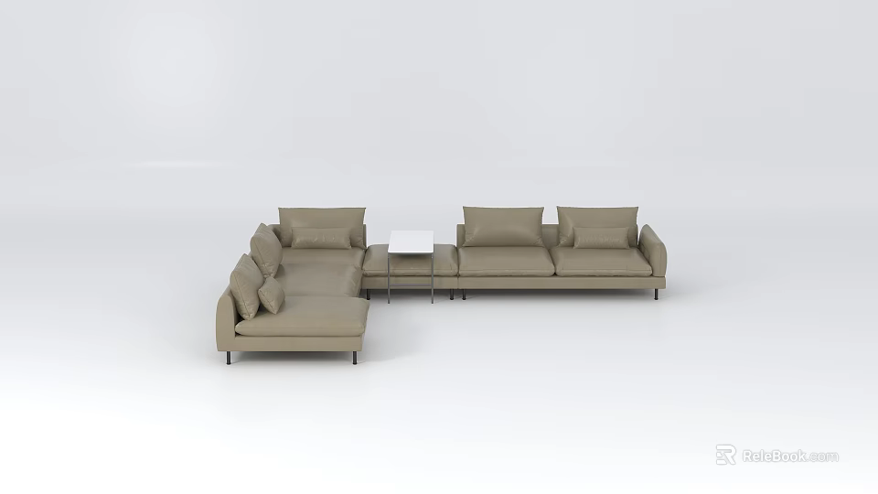 Modern Beige L shaped Sofa Set With Comfortable Seating And Coffee Table 3d model