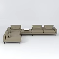 Modern Beige L shaped Sofa Set With Comfortable Seating And Coffee Table 3d model