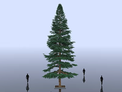 Tall Arbor Standing With Black Silhouette Figures Against Light Blue Sky And Gray Ground 3d model
