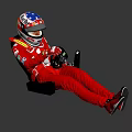 Man Wearing Red Racing Suit and Marlboro Logo Helmet Sitting in Racing Seat