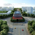 Aerial Planning of Urban Surroundings with Traditional Building Roads Trees and Modern High rises