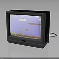 Vintage CRT Television Displaying Classic Retro Game With Pixel Style Graphics And Game Character