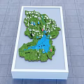 Commercial Equipment For Terrain Model Display With Green Areas Blue Rivers And White Buildings
