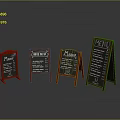 Various Designed Red Framed Menu Boards With Black Chalkboard Panels For Cafes