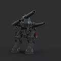 Futuristic Mechanical Weapon With Multiple Cannons And Robotic Armored Legs 3d model