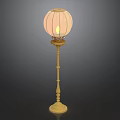 Elegant Classic Floor Lamp With Light Fabric Shade And Golden Stand