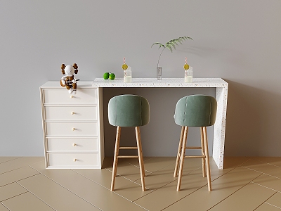 Cream Style Bar Chair Combination Bar Stool Cream Style Sideboard Decorative Cabinet Bucket Cabinet model