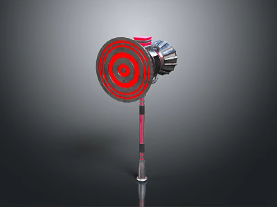 Unique Modern Weapon Featuring Red Target Design And Metal Hammer Structure 3d model