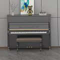 Elegant Black Piano With Peacock Painting And Decorative Items In Modern Interior