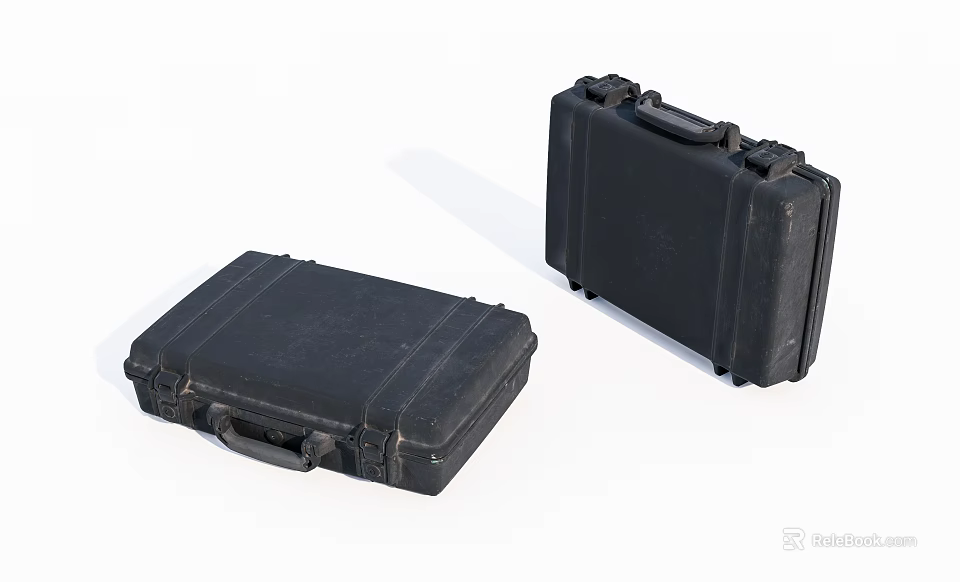 Two Black Hard Shell Cases Rugged Protective Storage Containers With Secure Handles 3d model