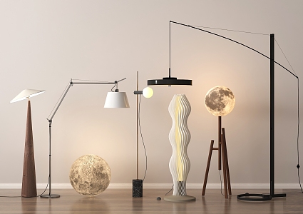 Quiet lamp combination floor lamp moon lamp 3d model