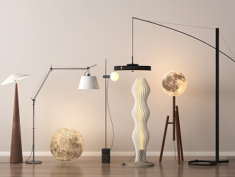 Quiet lamp combination floor lamp moon lamp 3d model