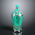Elegant Green Vase With Intricate Silver Filigree And Top Green Gemstone