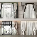 Modern Various Style Curtains With Sheer And Solid Fabric Tied Design For Home Windows 3d model