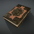 Ornate Vintage Book With Intricate Carvings Leather Cover And Gold Accents