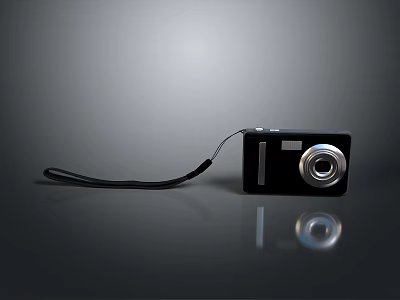 Sleek Black Portable Laptop Computer On Reflective Surface With Modern Design 3d model