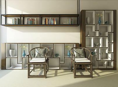 New Chinese Bookshelf 3d model