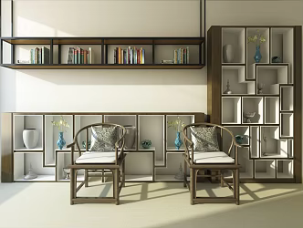 New Chinese Bookshelf 3d model