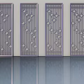 Modern Four Panel Hinged Doors With Intricate Geometric Laser Cut Patterns 3d model