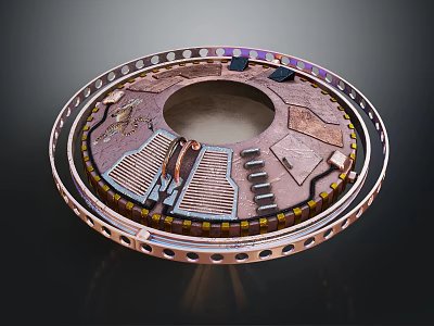 Intricate Circular Mechanical Component With Metal Texture Holes Stepped Structures And Patterns 3d model