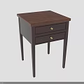 Classic Wooden Nightstand With Square Top And Two Drawers Featuring Metal Handles